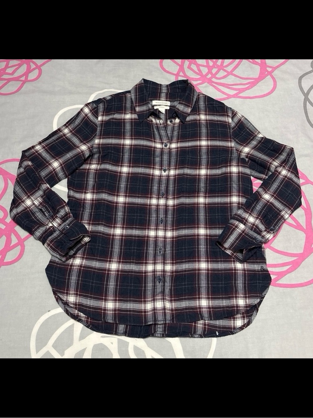 Treasure & Bond Navy, Burgundy, and White Plaid Flannel